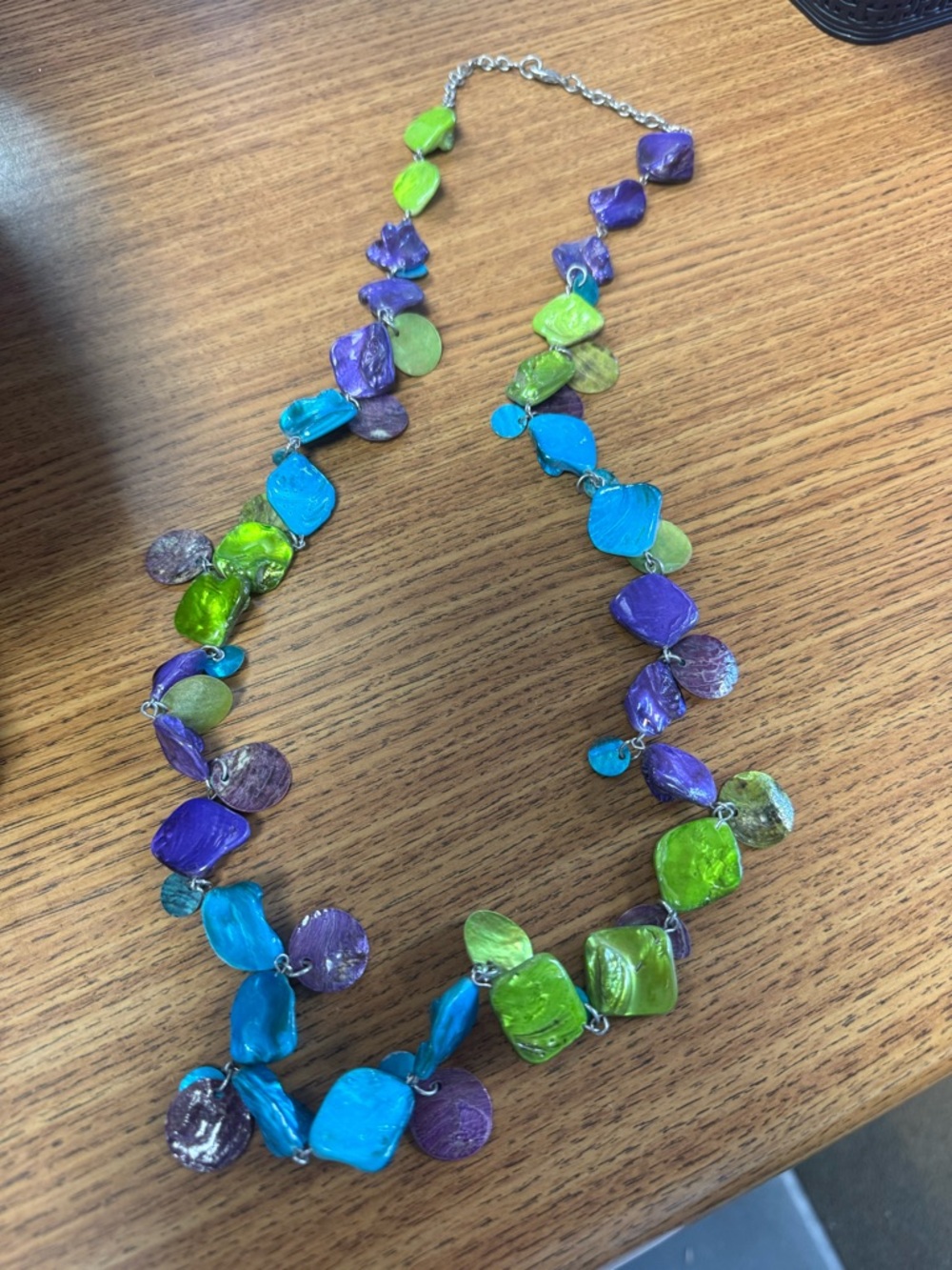 Multicolor Shell Statement Necklace - Blue, Green & Purple
